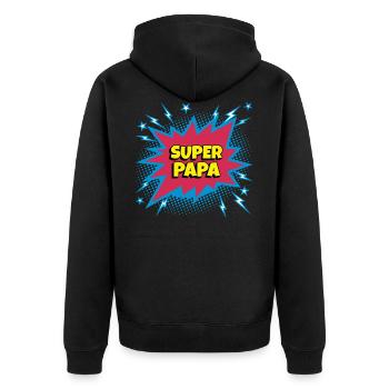 Super Papa (super héro) - Veste à capuche bio Premium Unisexe - noir - Dos - Nico (187cm)