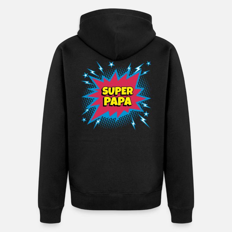 Super Papa (super héro) - Veste à capuche bio Premium Unisexe - noir