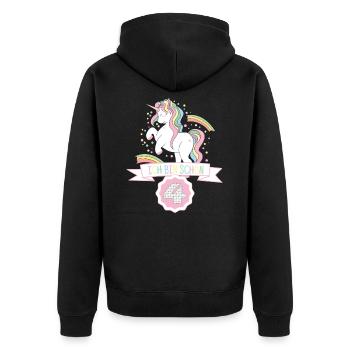 4th Birthday Unicorn Old Years Girl Gift - Unisex Premium Organic Zip Hoodie - black - Back - Nico (187cm)