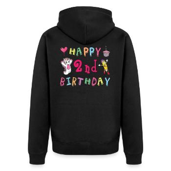 Happy 2nd birthday. 2 years childbirth - Unisex Premium Organic Zip Hoodie - black - Back - Nico (187cm)