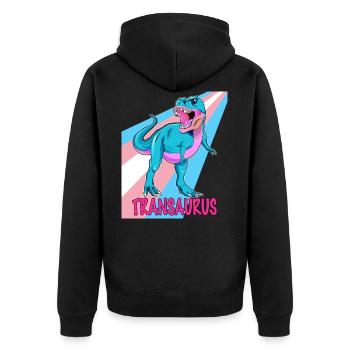 Dino transgenre - Transaurus - Veste à capuche bio Premium Unisexe - noir - Dos - Nico (187cm)