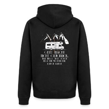 Camping Tour Wohnwagen Geld macht nicht glücklich - Unisex Premium Bio Zip Hoodie - Schwarz - Hinten - Nico (187cm)