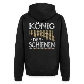 König der Schienen Zugführer Zug Eisenbahn - Unisex Premium Bio Zip Hoodie - Schwarz - Hinten - Nico (187cm)