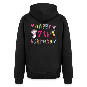 Happy 7th birthday. 7 years of childbirth - Unisex Premium Organic Zip Hoodie - black - Back - Nico (187cm)