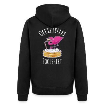 Offizielles Flamingo Bier Pool Sommer Fun Garten - Unisex Premium Bio Zip Hoodie - Schwarz - Hinten - Nico (187cm)