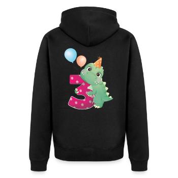 3 anniversaire des dinosaures année Trois Dino cadeau - Veste à capuche bio Premium Unisexe - noir - Dos - Nico (187cm)