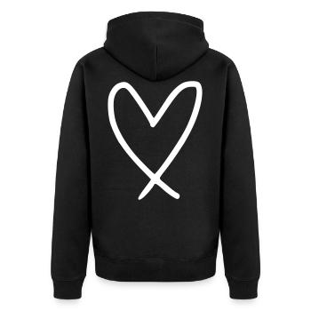 Émoji de coeur esquisse - Veste à capuche bio Premium Unisexe - noir - Dos - Nico (187cm)