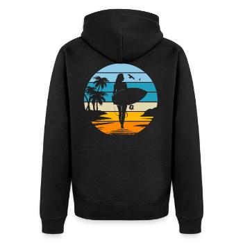 maman femme surfeuse cadeau femme sport surf - Veste à capuche bio Premium Unisexe - noir - Dos - Nico (187cm)