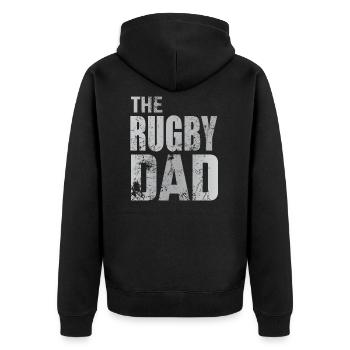 Rugby Dad Dad Football Sports Father's Day Gift - Unisex Premium Organic Zip Hoodie - black - Back - Nico (187cm)