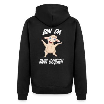 Lämmchen Lämmlein Baby Schäfchen kleines Schaf - Unisex Premium Bio Zip Hoodie - Schwarz - Hinten - Nico (187cm)