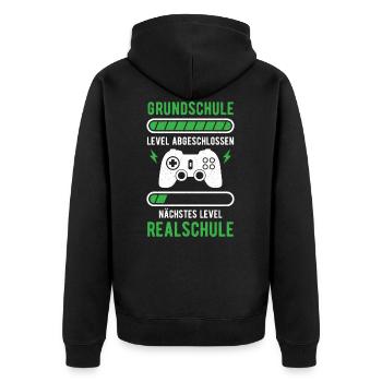Mittlere Reife 5. Klasse Realschule Weiterführende - Unisex Premium Bio Zip Hoodie - Schwarz - Hinten - Nico (187cm)