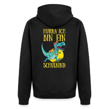 Schulanfang Hurra Ich Bin Ein Schulkind Einschulun - Unisex Premium Bio Zip Hoodie - Schwarz - Hinten - Nico (187cm)