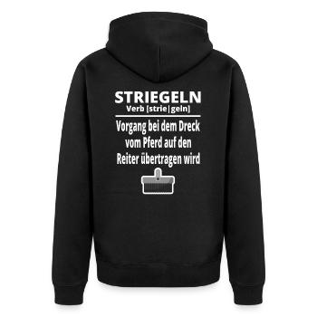 Definition Striegeln Pferdebürste Reiterin Pferd - Unisex Premium Bio Zip Hoodie - Schwarz - Hinten - Nico (187cm)