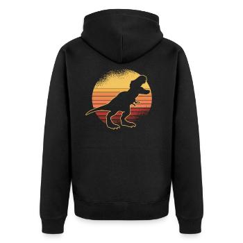 T-Rex Rex Dinosaurier Retro Spruch Geschenk - Unisex Premium Bio Zip Hoodie - Schwarz - Hinten - Nico (187cm)