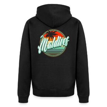 Sommerstrandurlaub - Malediven - Unisex Premium Bio Zip Hoodie - Schwarz - Hinten - Nico (187cm)