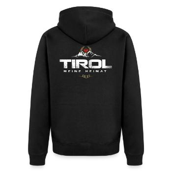 Tirol Meine Heimat Berge Tiroler Adler Wappen - Unisex Premium Bio Zip Hoodie - Schwarz - Hinten - Nico (187cm)
