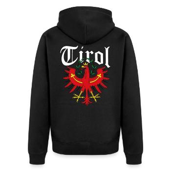 Tirol Tiroler Adler Wappen - Unisex Premium Bio Zip Hoodie - Schwarz - Hinten - Nico (187cm)