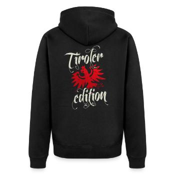 Tirol Tiroler Edition Adler Wappen Retro - Unisex Premium Bio Zip Hoodie - Schwarz - Hinten - Nico (187cm)