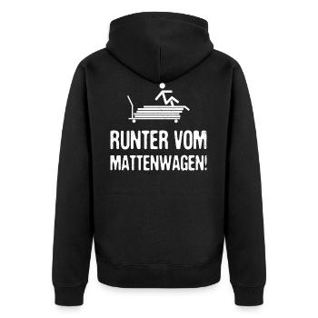 Einschulung Runter Vom Mattenwagen Sportunterricht - Unisex Premium Bio Zip Hoodie - Schwarz - Hinten - Nico (187cm)