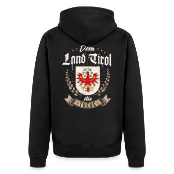 Dem Land Tirol die Treue Bekleidung Tiroler Adler - Unisex Premium Bio Zip Hoodie - Schwarz - Hinten - Nico (187cm)