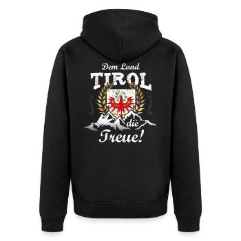 Dem Land Tirol die Treue Tiroler Adler Wappen Berg - Unisex Premium Bio Zip Hoodie - Schwarz - Hinten - Nico (187cm)