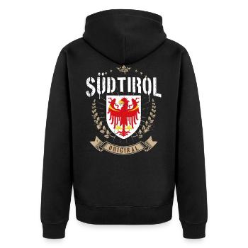 Südtirol Südtiroler Adler Wappen Retro Bekleidung - Unisex Premium Bio Zip Hoodie - Schwarz - Hinten - Nico (187cm)
