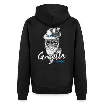 Grantln is a lifestyle Grantler Bayern Granteln - Unisex Premium Bio Zip Hoodie - Schwarz - Hinten - Nico (187cm)