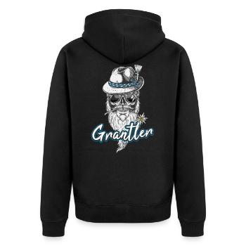 Grantler Grantln Bayern Tracht Grantla - Unisex Premium Bio Zip Hoodie - Schwarz - Hinten - Nico (187cm)