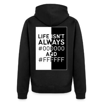 Designerin Grafiker Grafik Designer Künstler - Unisex Premium Bio Zip Hoodie - Schwarz - Hinten - Nico (187cm)