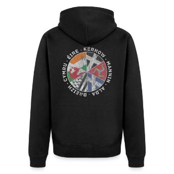 Vintage Celtic Flags IOM - Unisex Premium Organic Zip Hoodie - black - Back - Nico (187cm)