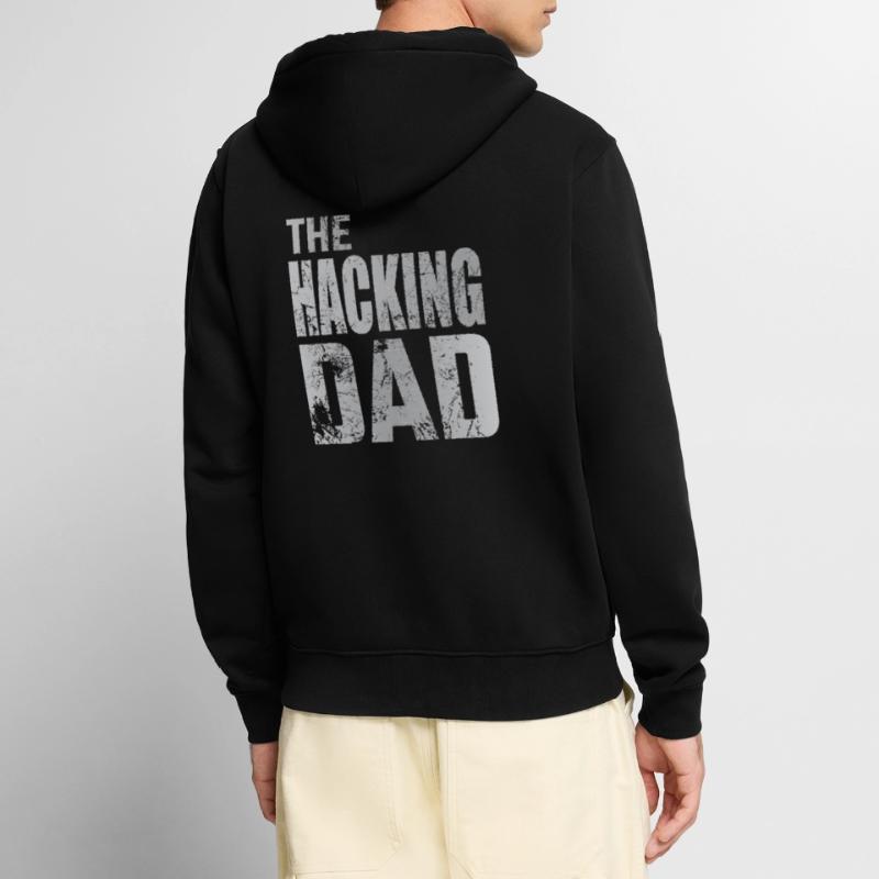 The Hacking Dad Hacker Father Papa Code Computer Unisex Premium Organic Zip Hoodie
