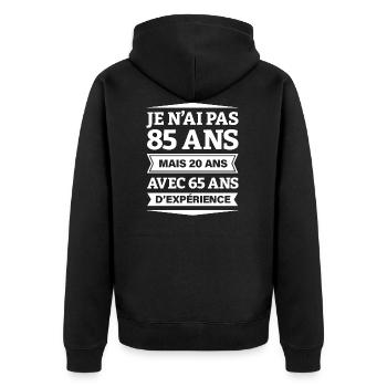 ANNIVERSAIRE 85 ANS AVEC 65 ANS D'EXPÉRIENCE - Veste à capuche bio Premium Unisexe - noir - Dos - Nico (187cm)