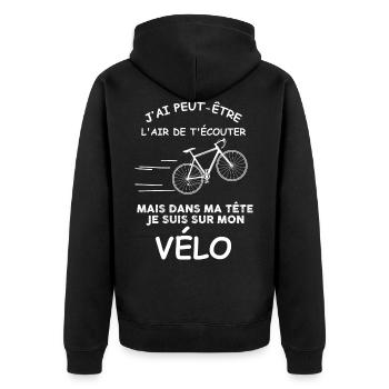 Velo idée cadeau passion cyclisme, vélo de course - Veste à capuche bio Premium Unisexe - noir - Dos - Nico (187cm)
