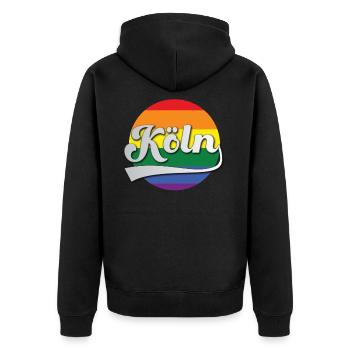 Köln Regenbogen Tshirt Geschenk - Unisex Premium Organic Zip Hoodie - black - Back - Nico (187cm)