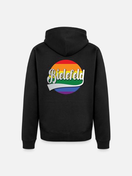 Bielefeld Regenbogen Tshirt Geschenk - Unisex Premium Bio Zip Hoodie - Schwarz