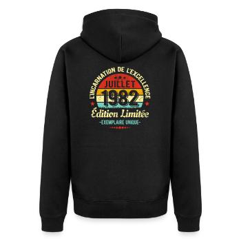 MILLÉSIME JUILLET 1982 ÉDITION LIMITÉE - Veste à capuche bio Premium Unisexe - noir - Dos - Nico (187cm)