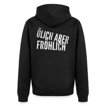 WERKSTATT IST MEIN LEBEN - Unisex Premium Bio Zip Hoodie - Schwarz - Hinten - Nico (187cm)
