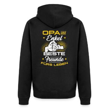 Opa Und Enkel Beste Freunde Fürs Leben - Unisex Premium Bio Zip Hoodie - Schwarz - Hinten - Nico (187cm)