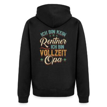 Ich Bin Kein Rentner Ich Bin Vollzeit Opa Großvate - Unisex Premium Bio Zip Hoodie - Schwarz - Hinten - Nico (187cm)