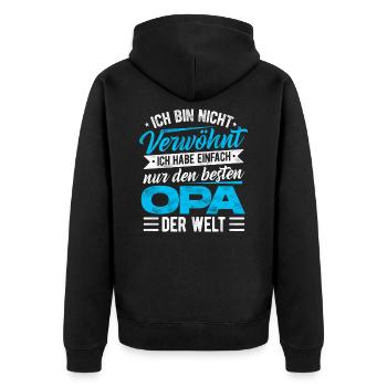 Ich Bin Nicht Verwöhnt Habe Einfach Den Besten Opa - Unisex Premium Bio Zip Hoodie - Schwarz - Hinten - Nico (187cm)