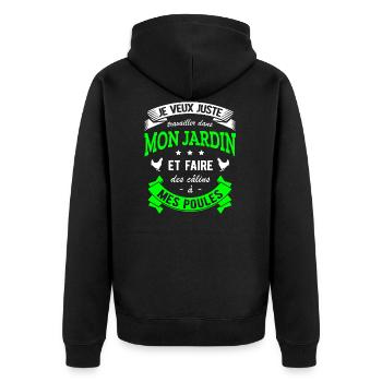 JARDIN JARDINIER HUMOUR POULES - Veste à capuche bio Premium Unisexe - noir - Dos - Nico (187cm)