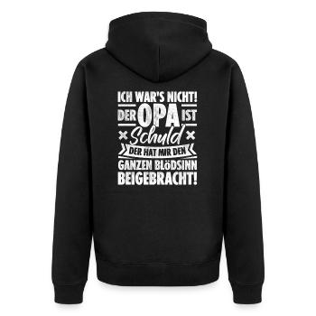 Ich Wars Nicht Der Opa Ist Schuld Der Hat Mir Den - Unisex Premium Bio Zip Hoodie - Schwarz - Hinten - Nico (187cm)