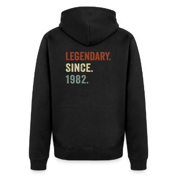 Seit 1982 legendär - Unisex Premium Bio Zip Hoodie - Schwarz - Hinten - Nico (187cm)