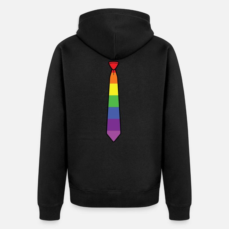 Krawatte Regenbogen Bunt Geschenk - Unisex Premium Bio Zip Hoodie - Schwarz