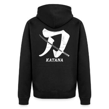 Katana symbole épée Samouraï - Veste à capuche bio Premium Unisexe - noir - Dos - Nico (187cm)