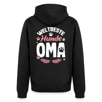 Großmutter Weltbeste Hunde Oma Omi Enkel Familie U - Unisex Premium Bio Zip Hoodie - Schwarz - Hinten - Nico (187cm)