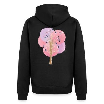 Vogel BaumVögel Beobachten Vogelschwarm Geschenk - Unisex Premium Bio Zip Hoodie - Schwarz - Hinten - Nico (187cm)