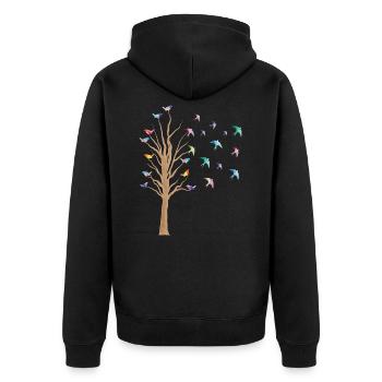 Vogel BaumVögel Beobachten Vogelschwarm Geschenk - Unisex Premium Bio Zip Hoodie - Schwarz - Hinten - Nico (187cm)