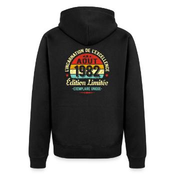 MILLÉSIME AOUT 1982 ÉDITION LIMITÉE - Veste à capuche bio Premium Unisexe - noir - Dos - Nico (187cm)