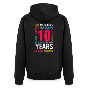 10 years Birthday 10th children's birthday - Unisex Premium Organic Zip Hoodie - black - Back - Nico (187cm)